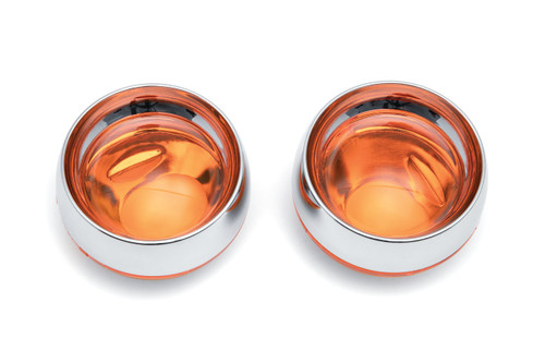 Kuryakyn Deep Dish Signal Bezels Chrome w/Amber Lens Rear (2268)