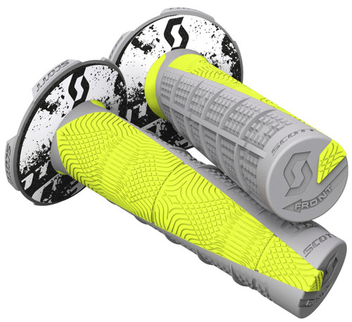Scott Deuce Half Waffle MX Gray/Neon Yellow Grips w/Donuts (219627-5776)