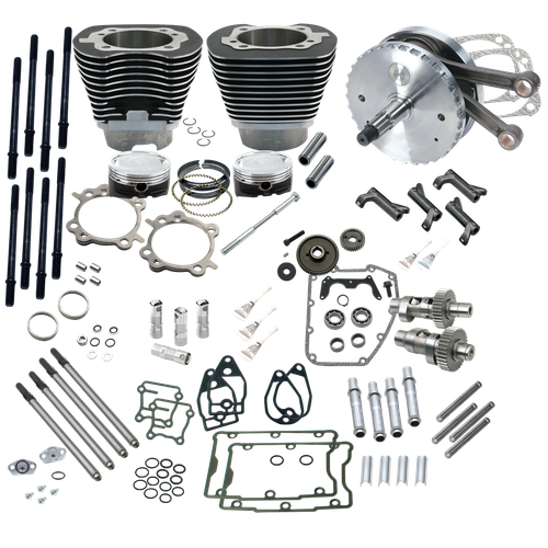 S&S 124" Hot Setup Cylinders/Crank/Pushrods/Cams/Piston Kit (900-0568)