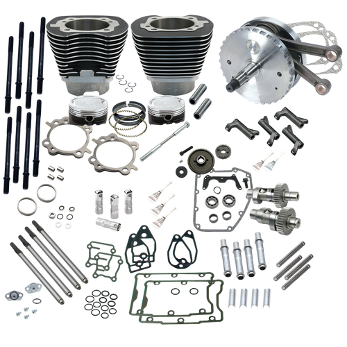 S&S 124" Hot Setup Cylinders/Crank/Pushrods/Cams/Piston Kit (900-0564)