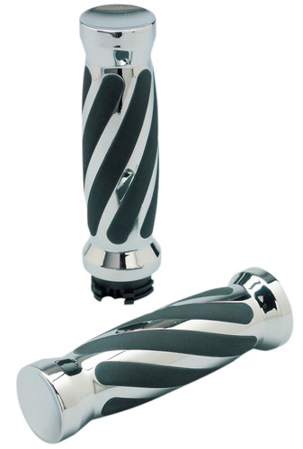 Pro-One Billet Chrome Twisted Handlebar Grips (490010)
