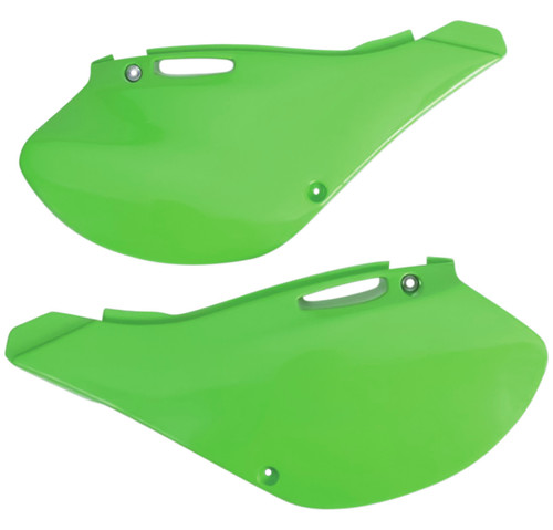 UFO Green Plastic Rear Side Panels for '99-02 Kawasaki KX125/KX250 (KA03721#026)