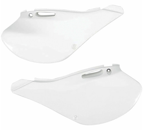 UFO White Plastic Rear Side Panels for '99-02 Kawasaki KX125/KX250 (KA03721#047)