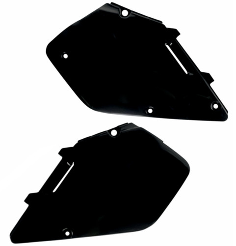 UFO Black Plastic Rear Side Panels for '96-00 Suzuki RM125/RM250 (SU02959#001)