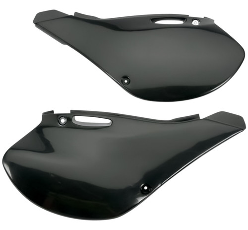 UFO Black Plastic Rear Side Panels for '99-02 Kawasaki KX125/KX250 (KA03721#001)