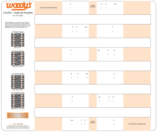 Woodys 300S Studding Template for 3.0 Pitch Single-Ply 141" Track (300S-TEMP)