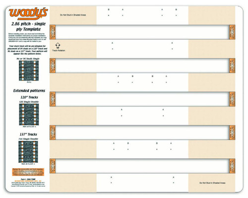 Woodys 286 Pitch Studding Template for Single-Ply Track Studding (286S-TEMP-3)
