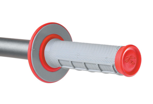 Renthal Dual-Compound Half Waffle Red/Gray Twist Throttle Grips (G156)