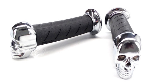Pro Grip Skull Cruiser Black/Chrome Grips for 7/8" Handlebars (PA0862CRSK02)