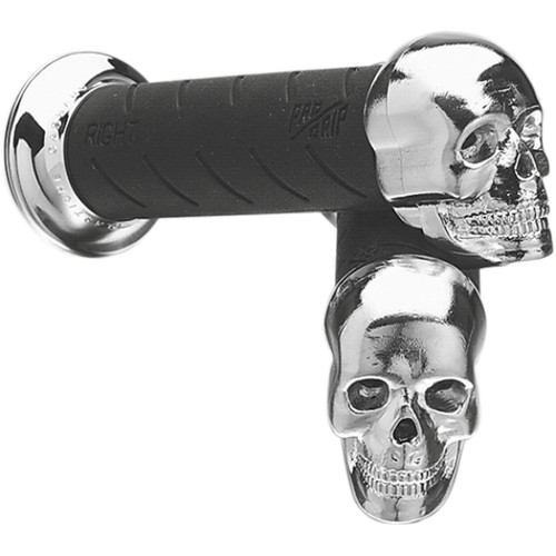 Pro Grip Skull Cruiser Chrome/Black Grips for 1" Handlebars (PA0862HDSKCR)
