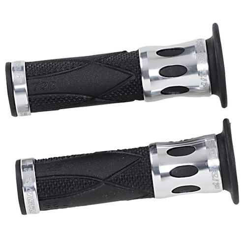 Pro Grip Model 728 Superbike Polished Aluminum/Black Grips (PA0728OECRAR-319)