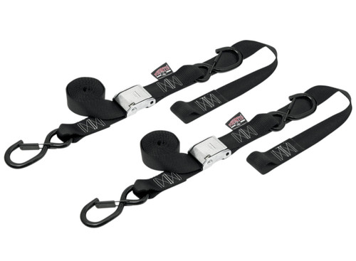 Powertye 1.5" Cam Buckle w/safety-Latch Hooks & Black Soft-Tye (29622-S)