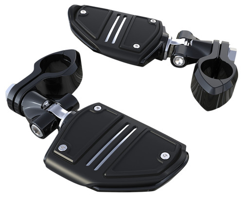 Ciro Twin Rail Footrests w/Hingeless Clamps and Clevis Black (60523)