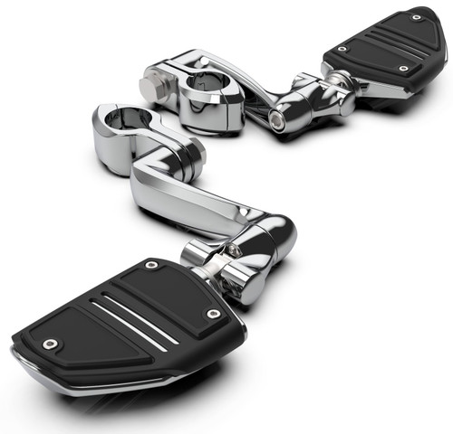 Ciro Twin Rail Chrome Footrests w/Hingeless Clamps Clevis and Arm (60505)
