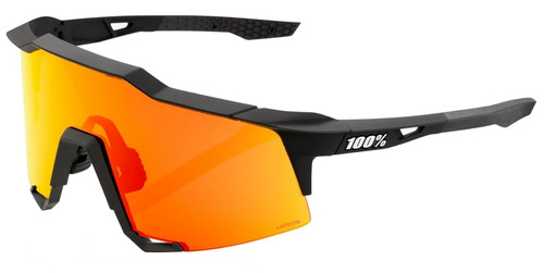 100% Speedcraft Sunglasses Soft Tact Black w/HiPER Red Multilayer Mirror Lens