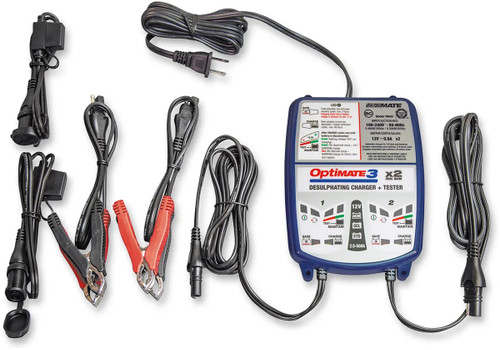 Tecmate OptiMate 3 x 2 Bank 12V 0.8A Battery Charger/Maintainer (TM451)