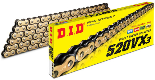 DID 520VX3 X-Ring Gold Chain - 130 Links (M520VX3G130FB)