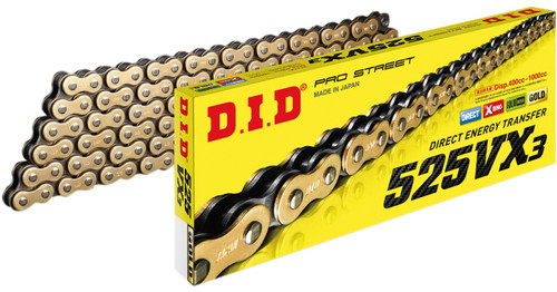 DID 525VX3 X-Ring Gold Chain 110 Links (M525VX3G110ZB)