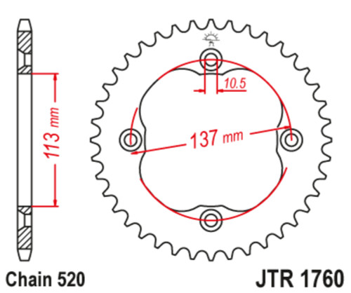 JT Steel Rear Sprocket 36 Tooth (JTR1760.36)