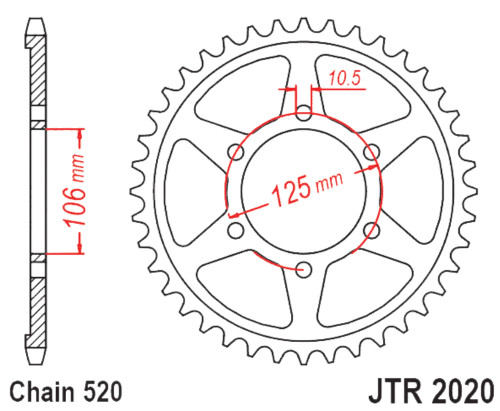 JT Rear Sprocket | 41 Tooth | 520 | Steel (JTR2020.41)