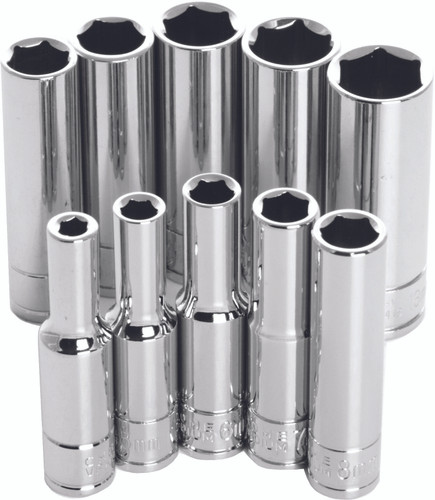 Performance Tool 1/4" Metric 6 Point Deep Socket Set (W36400)