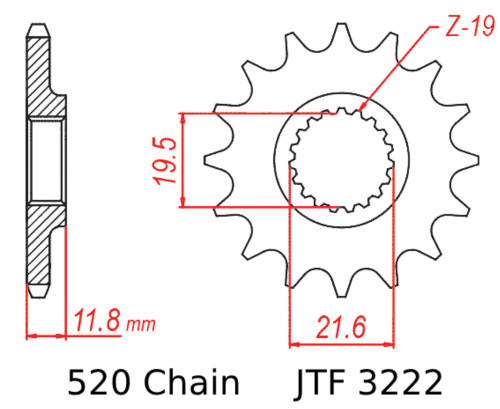 JT Front Sprocket | 11 Tooth | 520 | Steel (JTF3222.11)