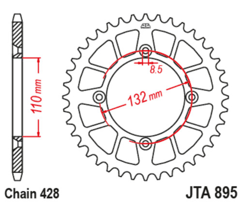 JT Racelite Aluminum Orange Rear Sprocket 50 Tooth (JTA895.50ORG)