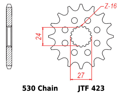 JT Front Sprocket | 18 Tooth | 530 | Steel | Rubber Cushioned (JTF423.18RB)