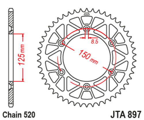 JT Racelite Aluminum Orange 520 Rear Sprocket 45 Tooth (JTA897.45ORG)