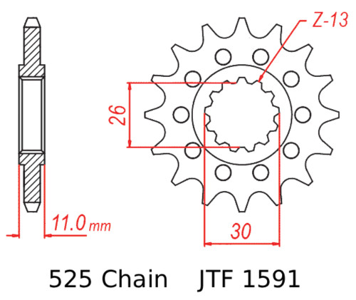 JT Front Sprocket | 16 Tooth | 525 | Rubber Cushioned | Steel (JTF1591.16RB)