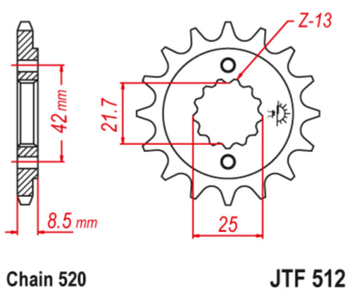 JT Rubber Cushioned Front Sprocket 17 Tooth (JTF512.17RB)