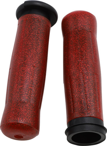 Avon Old School Sparkling Red Rubber Throttle by Wire 1" Grips (OLD-69-SRED-FLY)