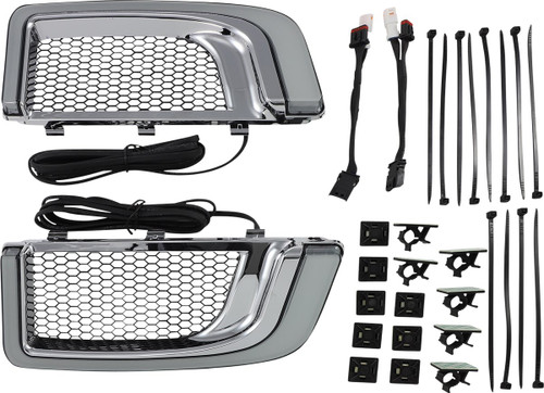 Kuryakyn Chrome Tracer LED Fairing Lower Grill Inserts (5063)