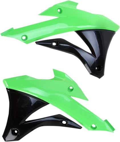 Acerbis Green/Black Plastic Radiator Shrouds/Scoops (2374071089)