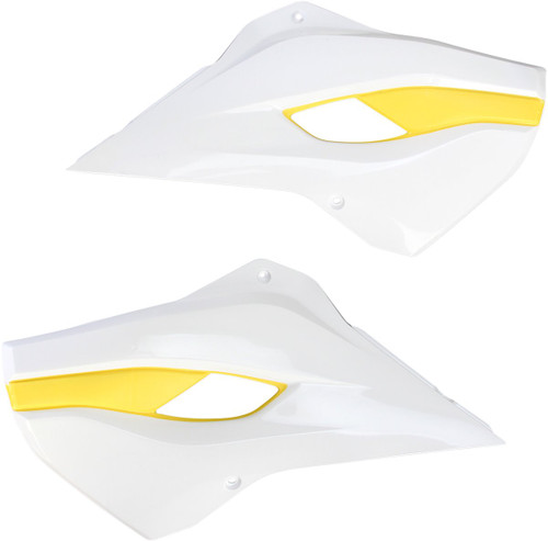 Acerbis White/Yellow Plastic Radiator Shrouds/Scoops (2393411070)