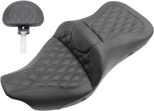 Saddlemen Heated Roadsofa Lattice Black Seat w/Driver Backrest (808-07B-182TBRH)