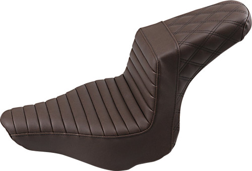 Saddlemen Brown Tuck-N-Roll/Rear Lattice Stitch Step-Up Seat (813-27-176BR)