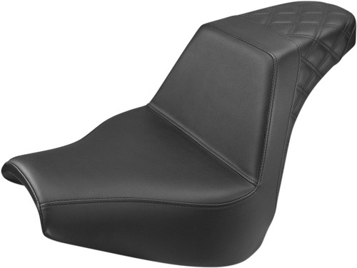 Saddlemen Step Up Black Seat w/Smooth Front & Lattice Stitch Rear (818-31-173)