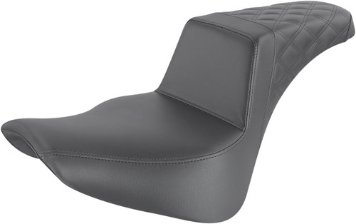 Saddlemen Step-Up Black Rear Lattice Stitch Motorcycle Seat (818-33-173)