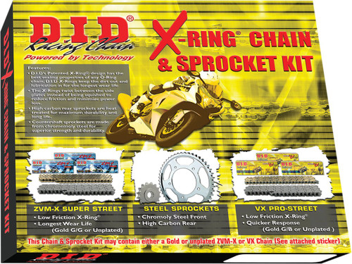 DID Steel Sprocket & 520VX3 Black X Ring Chain Kit (DKK-002)