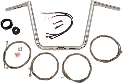 LA Choppers 13" Rise Twin Peaks Chrome Touring Handlebar w/Cables (LA-7312KT1-63)