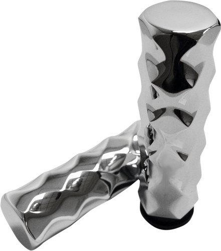 LA Choppers Chrome Billet Throttle-By-Wire Hex Grips (LA-7491-00)