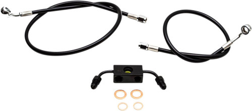 LA Choppers Black Vinyl Brake Lines for 15"-17" Handlebars (LA-8231B16B)