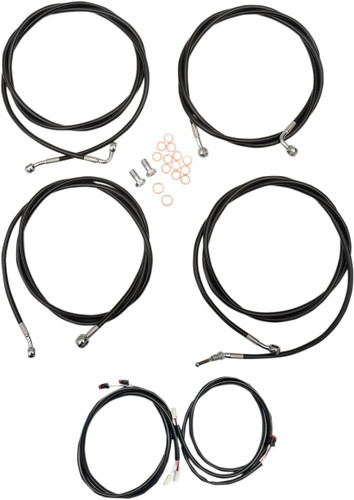 LA Choppers Black Vinyl Complete PnP Cable Kit for 15"-17" Bars (LA-8054KT3-16B)