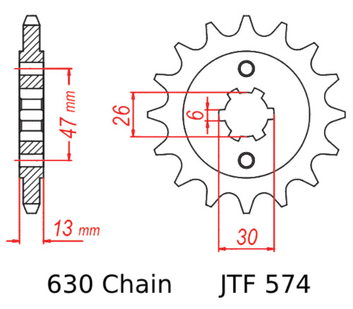 JT Front Sprocket 16 Tooth 630 Steel - Yamaha Seca 920 1981-1982 (JTF574.16)