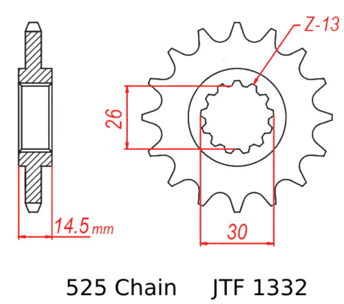 JT 14 Tooth Steel Front Sprocket (JTF1332.14)