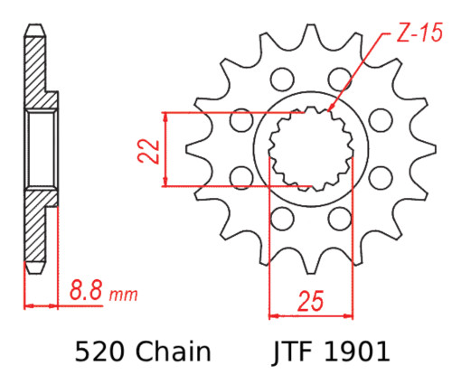 JT Front Sprocket | 11 Tooth | 520 | Steel (JTF1901.11)