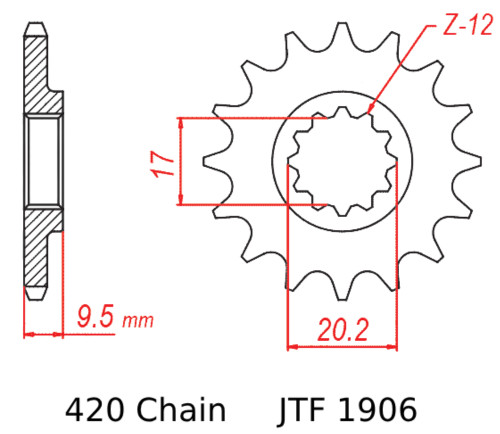 JT Front Sprocket | 15 Tooth | 420 | Steel (JTF1906.15)