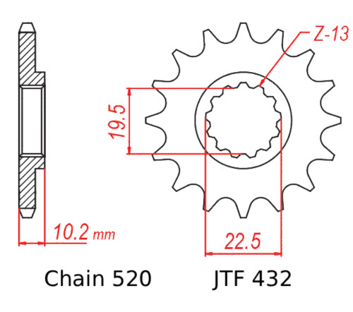 JT Front Sprocket | 16 Tooth | 520 | Steel (JTF432.16)