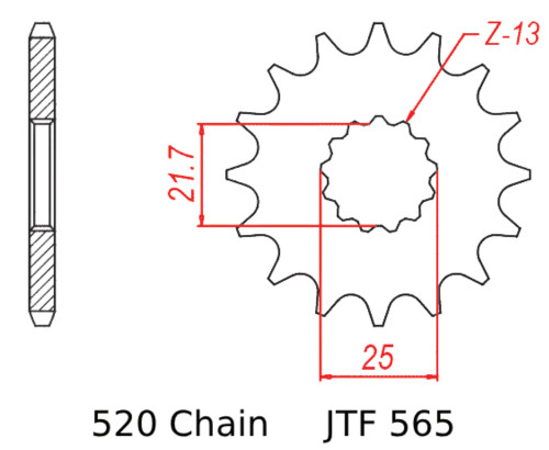 JT Front Sprocket | 17 Tooth | 520 | Lightweight | Steel (JTF565.17)